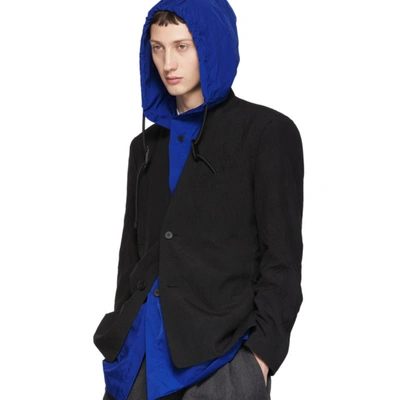 Shop Issey Miyake Men Black Poplin Crushed Blazer In 15.blk