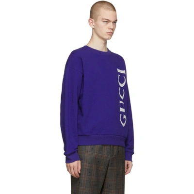 Shop Gucci Blue Logo Sweatshirt In 4118 Marino