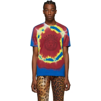 Shop Versace Multicolor Medusa Tie-dye T-shirt In A7000 Multi