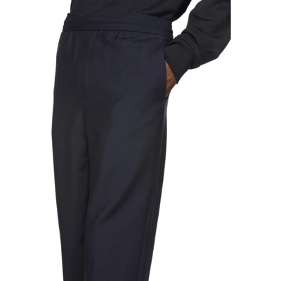 Shop Acne Studios Navy Wool Cropped Trousers