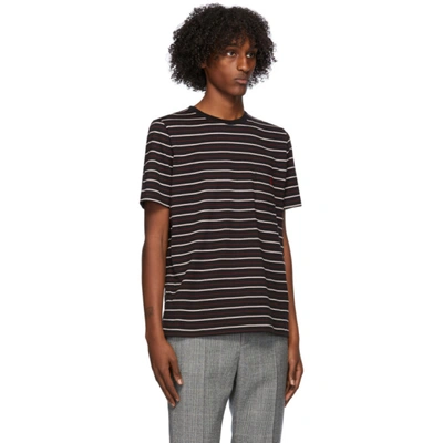 Shop Saint Laurent Black & Red Striped T-shirt In 1004 Blkre