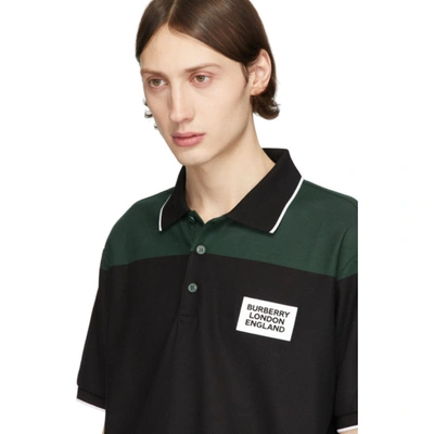 Shop Burberry Ssense Exclusive Black & Green Copland Polo In Dkpne Green