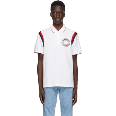 Shop Burberry White Ennis Logo Graphic Polo