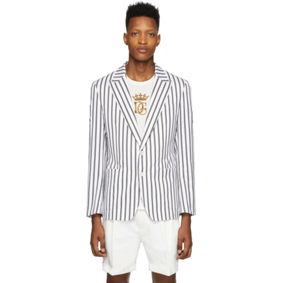 Shop Dolce & Gabbana White Striped Blazer In S8051rigato