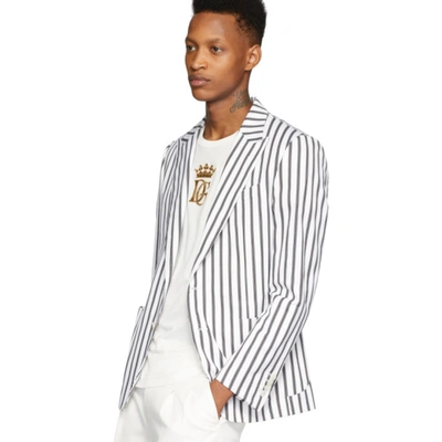 Shop Dolce & Gabbana White Striped Blazer In S8051rigato