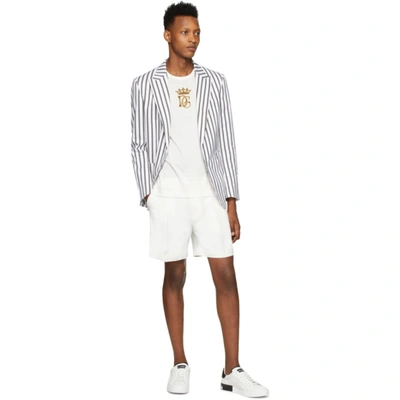 Shop Dolce & Gabbana White Striped Blazer In S8051rigato