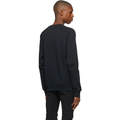 Shop Balmain Black Flocked Logo Sweatshirt In Eab Noir/bl