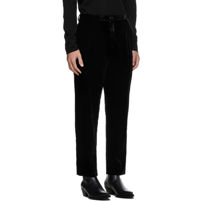 Shop Saint Laurent Black Velvet Pleated Trousers In 1000 Black