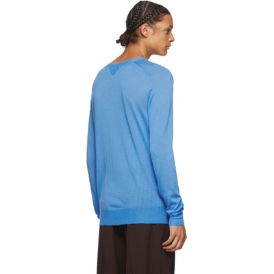 Shop Bottega Veneta Blue Cashmere Crewneck Sweater In 4119 Lt Blu