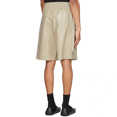 Shop Bottega Veneta Off-white Shiny Leather Shorts In 9733 Sand