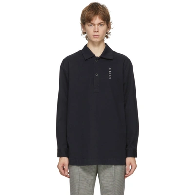 Shop Dion Lee Navy Embroidered Logo Shirt In Midnight
