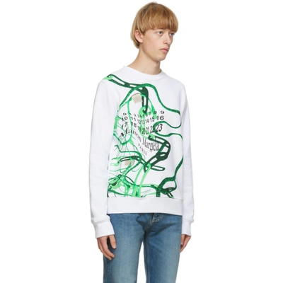 Shop Maison Margiela White Printed Sweatshirt In 100 White