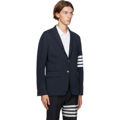 Shop Thom Browne Navy 4-bar Unconstructed Sport Blazer In 415 Navy