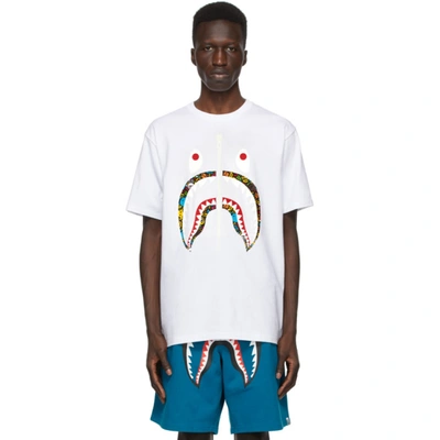 Shop Bape White Bandana Milo Pool Shark T-shirt In Wht