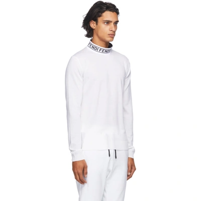 Shop Fendi Off-white Wool Tape Sweater In F0qa0 White