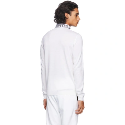 Shop Fendi Off-white Wool Tape Sweater In F0qa0 White