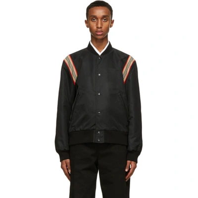 Shop Burberry Black Harwell Tour Bomber Jacket