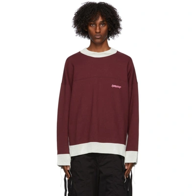 Shop Ambush Red And Beige Mix Sweatshirt In Wine/beige