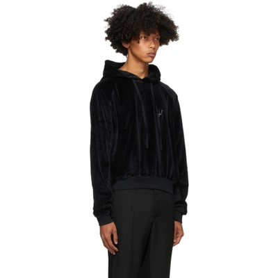 Shop Haider Ackermann Black Velvet Embroidered Hoodie