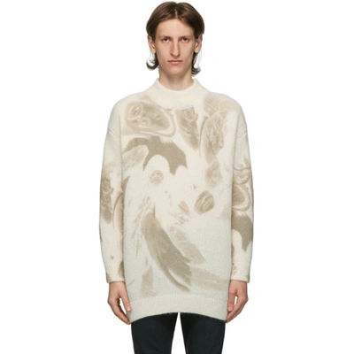 Shop 424 Off-white Mohair Oversized Crewneck Sweater In Off White