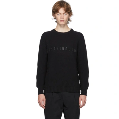 Shop Moschino Black 'uomo' Crewneck Sweater In J0555 Blk