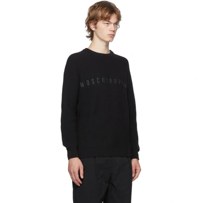 Shop Moschino Black 'uomo' Crewneck Sweater In J0555 Blk