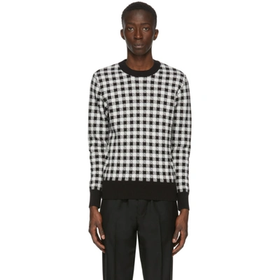 Shop Ami Alexandre Mattiussi Black And White Jacquard Gingham Sweater In Wht/blk 101