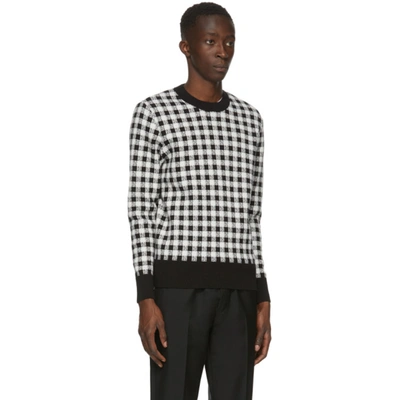 Shop Ami Alexandre Mattiussi Black And White Jacquard Gingham Sweater In Wht/blk 101