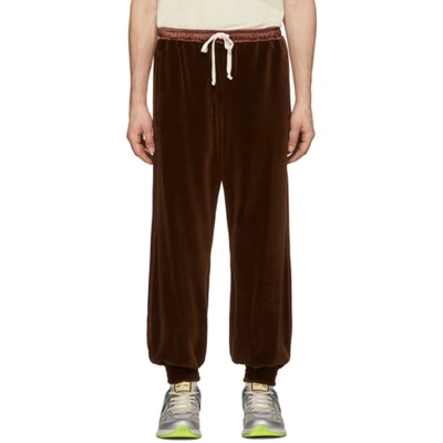 Shop Gucci Brown Chenille Jogging Lounge Pants In 2073 Chocol