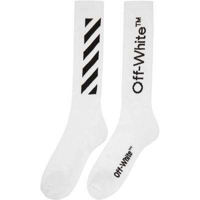 Shop Off-white White Diag Socks In White Black