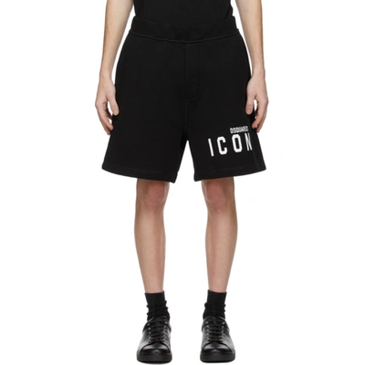 Shop Dsquared2 Black 'icon' Shorts In 968 Blkwht