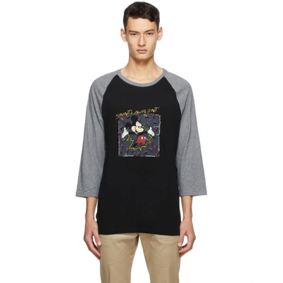 Shop Saint Laurent Black Mickey Mouse T-shirt In 1154 Blkgry