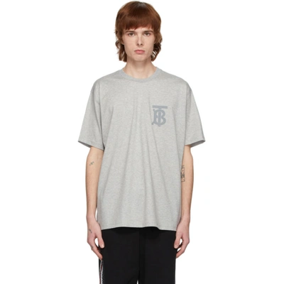 Shop Burberry Grey Emerson Monogram T-shirt In Pale Grey M