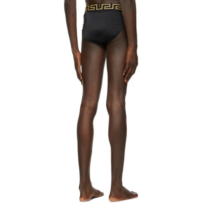 Shop Versace Black Greca Border Swim Briefs In A80g Black