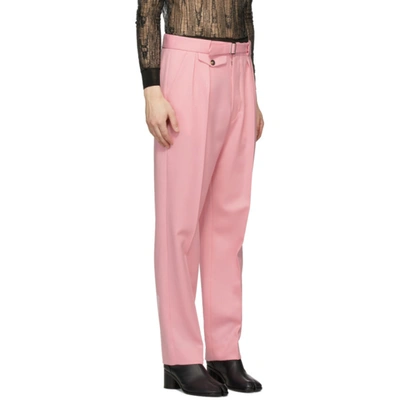 Shop Maison Margiela Pink Wool Pleated Trousers In 237 Pink