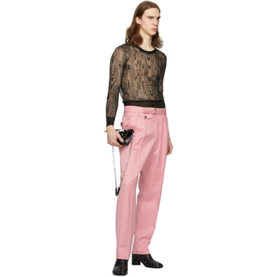 Shop Maison Margiela Pink Wool Pleated Trousers In 237 Pink