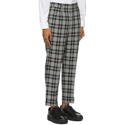 Shop Ami Alexandre Mattiussi Black & White Carrot Fit Cuffed Hem Trousers In Blk/ecru 12