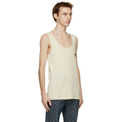 Shop Gucci Beige Cat Patch Tank Top In 9037 Bone