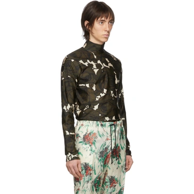 Shop Dries Van Noten Green & Off-white Floral Mock Neck T-shirt In Desb