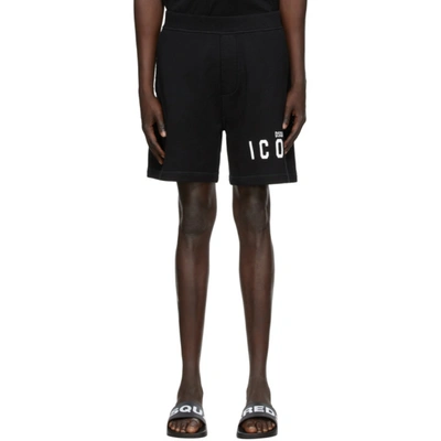 Shop Dsquared2 Black Relaxed Fit Icon Shorts In 900 Black