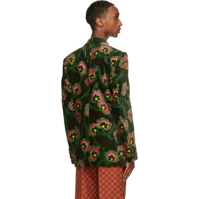 Shop Gucci Green Ken Scott Edition Velvet Floral Palace Blazer In 1187 Blackp