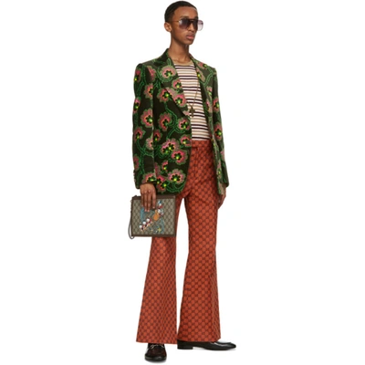 Shop Gucci Green Ken Scott Edition Velvet Floral Palace Blazer In 1187 Blackp