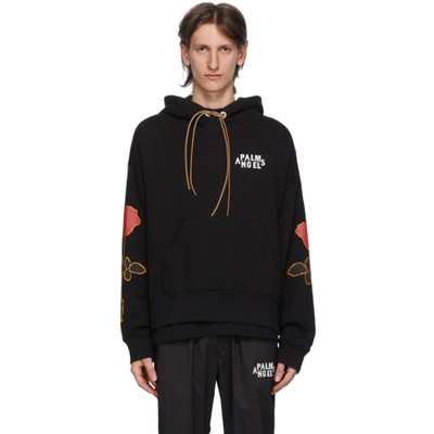 Shop Palm Angels Black Side Roses Hoodie