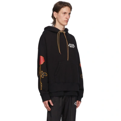 Shop Palm Angels Black Side Roses Hoodie