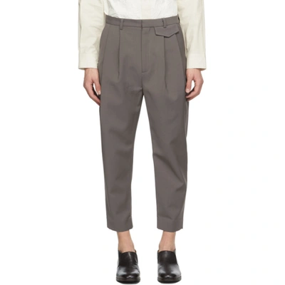 Shop Deveaux Ssense Exclusive Taupe Wyatt Trousers In Grey