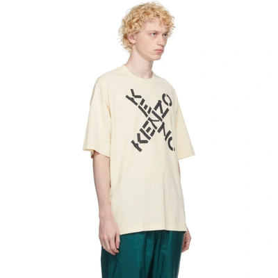 Shop Kenzo Off-white Sport Logo T-shirt In 4 Cream