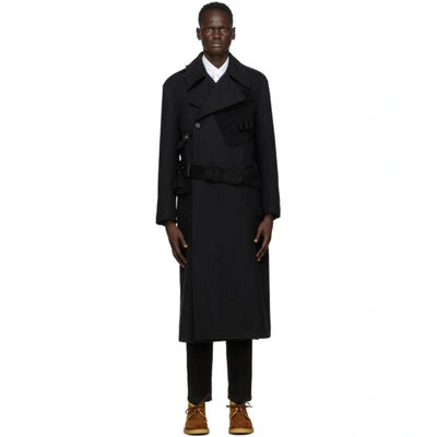 Shop Dolce & Gabbana Dolce And Gabbana Black Wool Double-breasted Trench Coat In N0000 Nero
