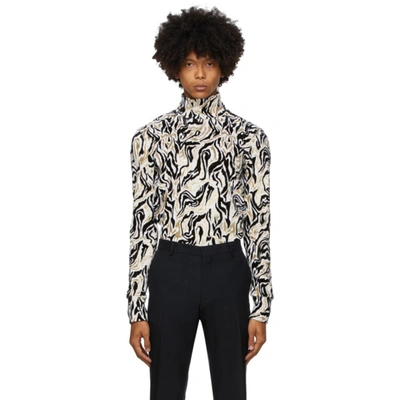 Shop Paco Rabanne White And Gold Lame Jacquard Turtleneck In V712 Gldwht
