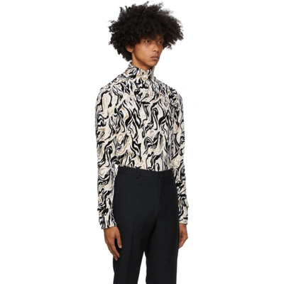 Shop Rabanne Paco  White And Gold Lame Jacquard Turtleneck In V712 Gldwht