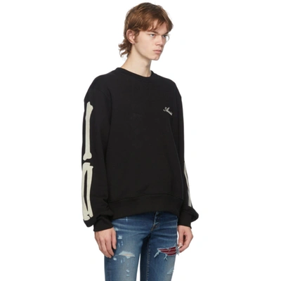 Shop Amiri Black Bones Crewneck Sweatshirt In Black White